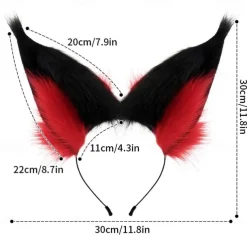 Anime Hazzbin cos Hotel Alastor Cosplay Prop Radio Demon Red Wolf Fox Ears Hairhoop Headwear Headband For Costume Accessories
