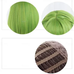 Anime Toilet-Bound Hanako-kun Nanamine Sakura Cosplay Wig Medium Green Curly Party Hair with Braids St.Patrick's Day Wigs St.Patrick's Day Wigs