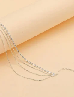 Ankle Bracelet Women's Body Jewelry For Holiday Beach Rhinestone Alloy Silver 1 PC