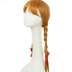 Annabelle Wig Conjuring Cosplay Long Light Brown Double Tails Hair Accessories Halloween Wigs