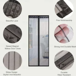 Anti Mosquito Insect Curtain Magnetic Door Screen, Garden Magnetic Fly Insect Door Screen Curtain Mosquito, Ultra Seal Magnets Close Automatically Keep Fresh Air in