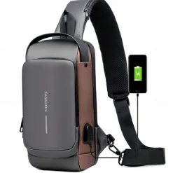 Anti Theft Computer Bag with Usb Charging Port Waterproof and Scratch Resistant Backpack Portable Chest Bag