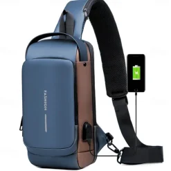 Anti Theft Computer Bag with Usb Charging Port Waterproof and Scratch Resistant Backpack Portable Chest Bag
