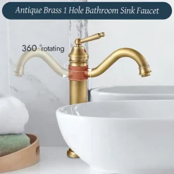 Antique Brass Single Handle Bathroom Sink Faucet Brushed Brass Long Reach Bathroom Faucet Mixer Tap