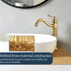 Antique Brass Single Handle Bathroom Sink Faucet Brushed Brass Long Reach Bathroom Faucet Mixer Tap