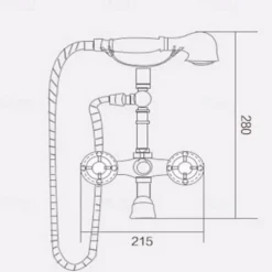 Antique Brass Wall Mounted Shower Faucet, Two Handles Two Holes Bathtub Shower Mixer Taps Contain with Handshower and Valve and Hot/Cold Water
