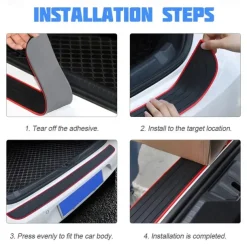 Anti-Scratch Car Trunk Door Sill Protector - Universal Rear Bumper Guard Rubber Trim Pad, 90cm x 7cm