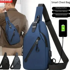 Anti-Theft Crossbody Sling Chest Bag - Waterproof, Scratchproof, Lightweight Shoulder Backpack with USB Charging Port, Ideal Gift for Men