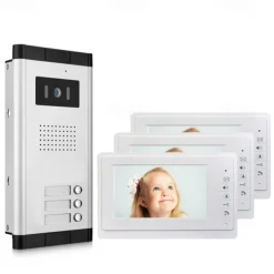 Apartment Video Door Phone Intercom Doorbell Camera 7 Inch LCD Display Monitor for One to Three Family Camera 700TVLine CMOS 3.6mm Lens Hands-free