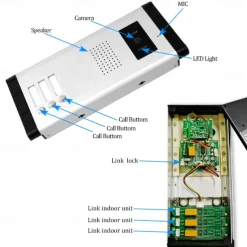 Apartment Video Door Phone Intercom Doorbell Camera 7 Inch LCD Display Monitor for One to Three Family Camera 700TVLine CMOS 3.6mm Lens Hands-free