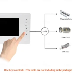 Apartment Video Door Phone Intercom Doorbell Camera 7 Inch LCD Display Monitor for One to Three Family Camera 700TVLine CMOS 3.6mm Lens Hands-free