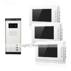 Apartment Video Door Phone Intercom Doorbell Camera 7 Inch LCD Display Monitor for One to Three Family Camera 700TVLine CMOS 3.6mm Lens Hands-free