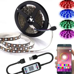 App Intelligent Control Bluetooth Mesh Smart Led Lights Strip 1M 2M 3M 4M 5M 5050 RGB SMD 30 LEDs Per Meters with IR 24 Key Controller USB Port DC5V