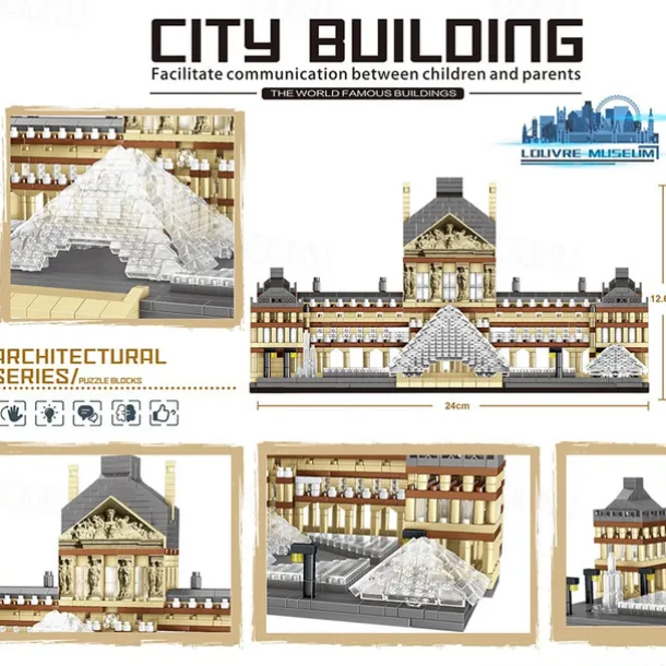 Architecture Louvre Micro Building Blocks Set3377PCS - World Famous Architectural Model Toys Gifts for Kids and Adults