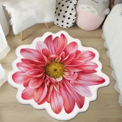 Area Rugs Flower Shaped Rugs Simple 3D Big Flower Carpet Washable Floor Mats