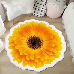 Area Rugs Flower Shaped Rugs Simple 3D Big Flower Carpet Washable Floor Mats