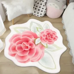 Area Rugs Flower Shaped Rugs Simple 3D Big Flower Carpet Washable Floor Mats