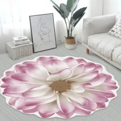 Area Rugs Flower Shaped Rugs Simple 3D Big Flower Carpet Washable Floor Mats