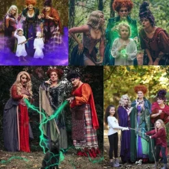 Ariker Winifred Sanderson Wig Curly Brown Hocus Pocus 2 Winifred Wig for Women Sanderson Sisters Accessories Witch Wig Without Teeth Necklace Earrings Halloween Wigs