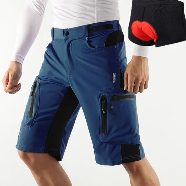 Arsuxeo Men's Bike Shorts Cycling MTB Shorts with Removable 3D Padded Underwear Summer Baggy Shorts Loose Fit Quick Dry Waterproof Zipper Sports Dark Grey Black Army Green Mountain Bike