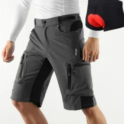 Arsuxeo Men's Bike Shorts Cycling MTB Shorts with Removable 3D Padded Underwear Summer Baggy Shorts Loose Fit Quick Dry Waterproof Zipper Sports Dark Grey Black Army Green Mountain Bike