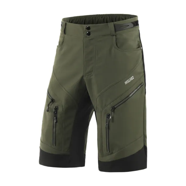 Arsuxeo Men's Bike Shorts Cycling MTB Shorts Bike Shorts Pants Relaxed Fit Mountain Bike MTB Road Bike Cycling Sports Breathable Quick Dry Moisture Wicking Waterproof Zipper Black Army Green