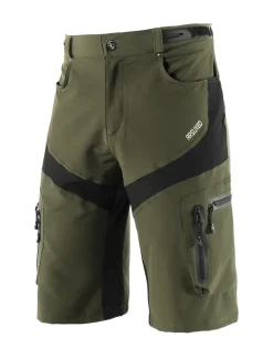 Arsuxeo Men's Bike Shorts Cycling MTB Shorts Bike Shorts Pants Form Fit Mountain Bike MTB Road Bike Cycling Sports Waterproof Multi-Pockets Breathable Quick Dry Black Army Green Polyester Spandex