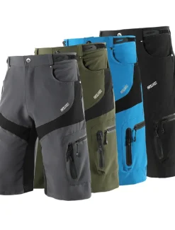 Arsuxeo Men's Bike Shorts Cycling MTB Shorts Bike Shorts Pants Form Fit Mountain Bike MTB Road Bike Cycling Sports Waterproof Multi-Pockets Breathable Quick Dry Black Army Green Polyester Spandex