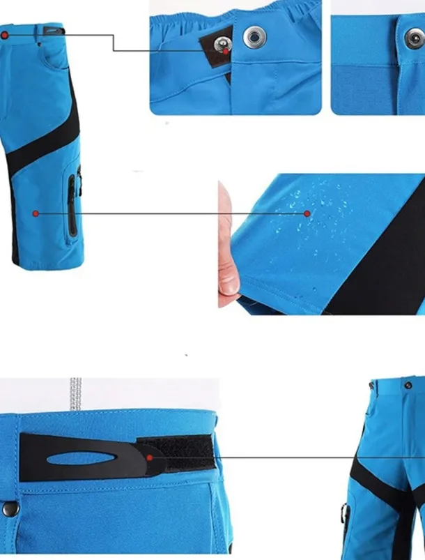 Arsuxeo Men's Bike Shorts Cycling MTB Shorts Bike Shorts Pants Form Fit Mountain Bike MTB Road Bike Cycling Sports Waterproof Multi-Pockets Breathable Quick Dry Black Army Green Polyester Spandex