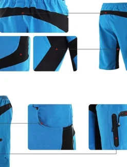 Arsuxeo Men's Bike Shorts Cycling MTB Shorts Bike Shorts Pants Form Fit Mountain Bike MTB Road Bike Cycling Sports Waterproof Multi-Pockets Breathable Quick Dry Black Army Green Polyester Spandex