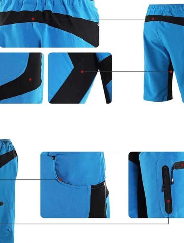 Arsuxeo Men's Bike Shorts Cycling MTB Shorts Bike Shorts Pants Form Fit Mountain Bike MTB Road Bike Cycling Sports Waterproof Multi-Pockets Breathable Quick Dry Black Army Green Polyester Spandex