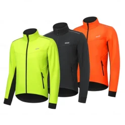 Arsuxeo Men's Cycling Jacket Fleece Jacket Winter Cycling Warm Moisture Wicking Breathability Bike Jacket Hoodie Mountain Bike MTB Road Bike Cycling City Bike Cycling Black Orange Green Bike Wear