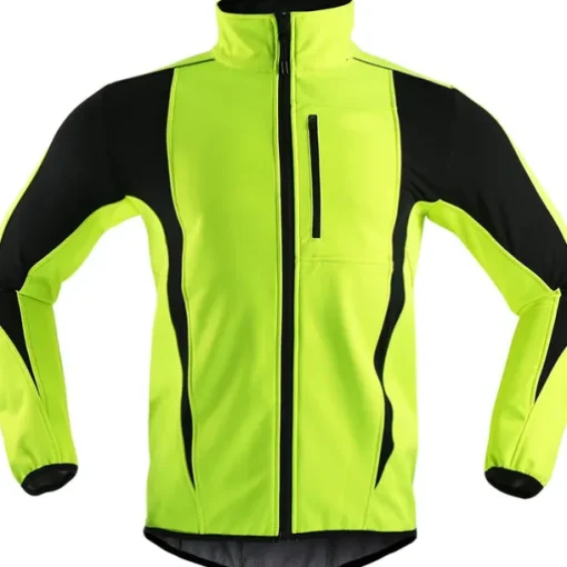 ARSUXEO Men's Cycling Jacket Bike Jacket Winter Softshell Fleece Jacket Top Windproof Waterproof 15-k Warm UP Thermal Breathable Stripe Polyester, Spandex, Fleece Winter Orange Red Light Green Road