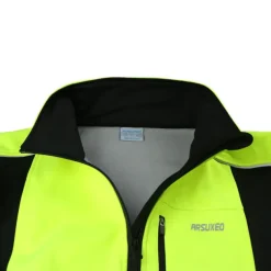 ARSUXEO Men's Cycling Jacket Bike Jacket Winter Softshell Fleece Jacket Top Windproof Waterproof 15-k Warm UP Thermal Breathable Stripe Polyester, Spandex, Fleece Winter Orange Red Light Green Road
