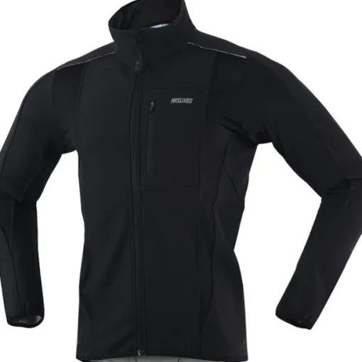 ARSUXEO Men's Cycling Jacket Bike Jacket Winter Softshell Fleece Jacket Top Windproof Waterproof 15-k Warm UP Thermal Breathable Stripe Polyester, Spandex, Fleece Winter Orange Red Light Green Road