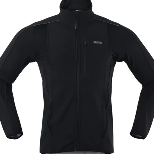 ARSUXEO Men's Cycling Jacket Bike Jacket Winter Softshell Fleece Jacket Top Windproof Waterproof 15-k Warm UP Thermal Breathable Stripe Polyester, Spandex, Fleece Winter Orange Red Light Green Road