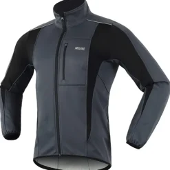 ARSUXEO Men's Cycling Jacket Bike Jacket Winter Softshell Fleece Jacket Top Windproof Waterproof 15-k Warm UP Thermal Breathable Stripe Polyester, Spandex, Fleece Winter Orange Red Light Green Road