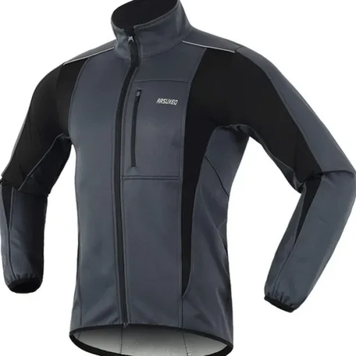 ARSUXEO Men's Cycling Jacket Bike Jacket Winter Softshell Fleece Jacket Top Windproof Waterproof 15-k Warm UP Thermal Breathable Stripe Polyester, Spandex, Fleece Winter Orange Red Light Green Road