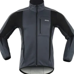 ARSUXEO Men's Cycling Jacket Bike Jacket Winter Softshell Fleece Jacket Top Windproof Waterproof 15-k Warm UP Thermal Breathable Stripe Polyester, Spandex, Fleece Winter Orange Red Light Green Road