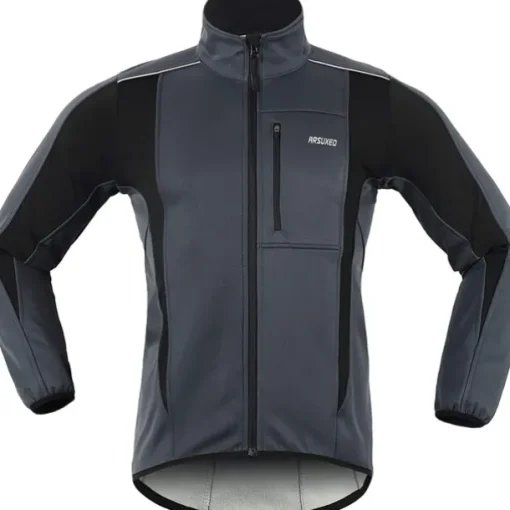 ARSUXEO Men's Cycling Jacket Bike Jacket Winter Softshell Fleece Jacket Top Windproof Waterproof 15-k Warm UP Thermal Breathable Stripe Polyester, Spandex, Fleece Winter Orange Red Light Green Road