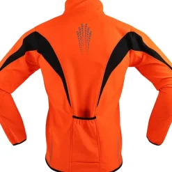 ARSUXEO Men's Cycling Jacket Bike Jacket Winter Softshell Fleece Jacket Top Windproof Waterproof 15-k Warm UP Thermal Breathable Stripe Polyester, Spandex, Fleece Winter Orange Red Light Green Road