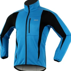 ARSUXEO Men's Cycling Jacket Bike Jacket Winter Softshell Fleece Jacket Top Windproof Waterproof 15-k Warm UP Thermal Breathable Stripe Polyester, Spandex, Fleece Winter Orange Red Light Green Road