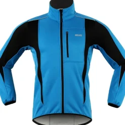 ARSUXEO Men's Cycling Jacket Bike Jacket Winter Softshell Fleece Jacket Top Windproof Waterproof 15-k Warm UP Thermal Breathable Stripe Polyester, Spandex, Fleece Winter Orange Red Light Green Road