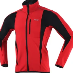 ARSUXEO Men's Cycling Jacket Bike Jacket Winter Softshell Fleece Jacket Top Windproof Waterproof 15-k Warm UP Thermal Breathable Stripe Polyester, Spandex, Fleece Winter Orange Red Light Green Road