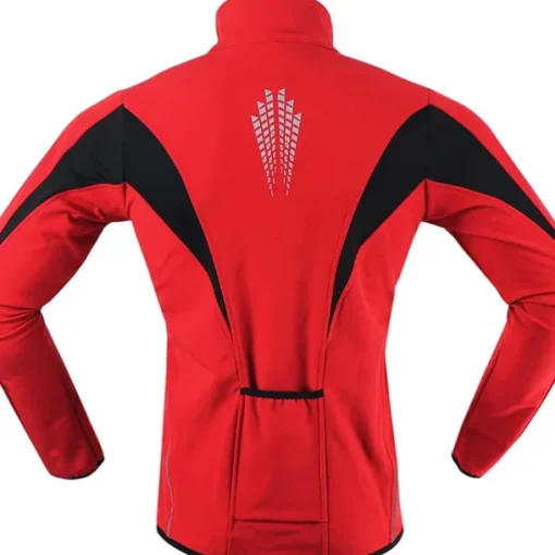 ARSUXEO Men's Cycling Jacket Bike Jacket Winter Softshell Fleece Jacket Top Windproof Waterproof 15-k Warm UP Thermal Breathable Stripe Polyester, Spandex, Fleece Winter Orange Red Light Green Road