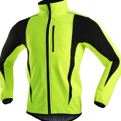 ARSUXEO Men's Cycling Jacket Bike Jacket Winter Softshell Fleece Jacket Top Windproof Waterproof 15-k Warm UP Thermal Breathable Stripe Polyester, Spandex, Fleece Winter Orange Red Light Green Road