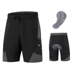 Arsuxeo Men's Cycling MTB Shorts Cycling Shorts Bike Shorts Bike Baggy Shorts MTB Shorts Form Fit Mountain Bike MTB Road Bike Cycling Sports 3D Pad Cycling Anatomic Design Front Zipper Black Army