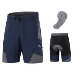 Arsuxeo Men's Cycling MTB Shorts Cycling Shorts Bike Shorts Bike Baggy Shorts MTB Shorts Form Fit Mountain Bike MTB Road Bike Cycling Sports 3D Pad Cycling Anatomic Design Front Zipper Black Army