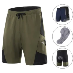 Arsuxeo Men's Cycling Shorts Cycling MTB Shorts Bike Shorts Bike Baggy Shorts MTB Shorts Form Fit Mountain Bike MTB Road Bike Cycling Sports 3D Pad Cycling Anatomic Design Front Zipper Black Army