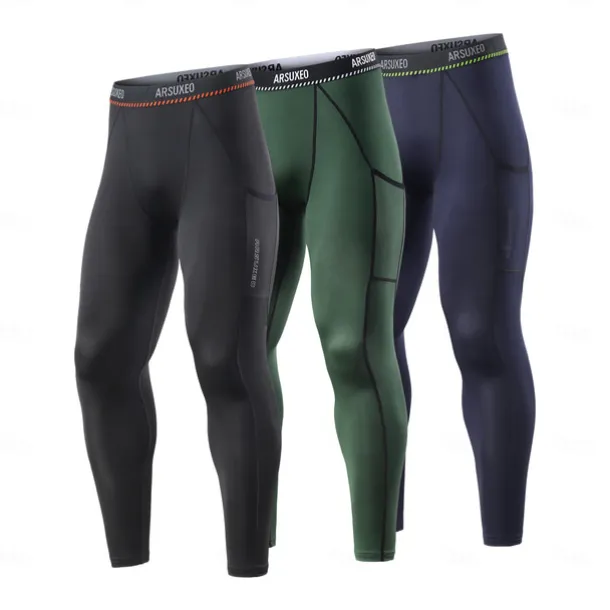 Arsuxeo Men's Cycling Tights Bike Tights Leggings Form Fit Mountain Bike MTB Road Bike Cycling Sports Breathable Moisture Wicking Sweat wicking Comfortable Black Army Green Clothing Apparel Advanced